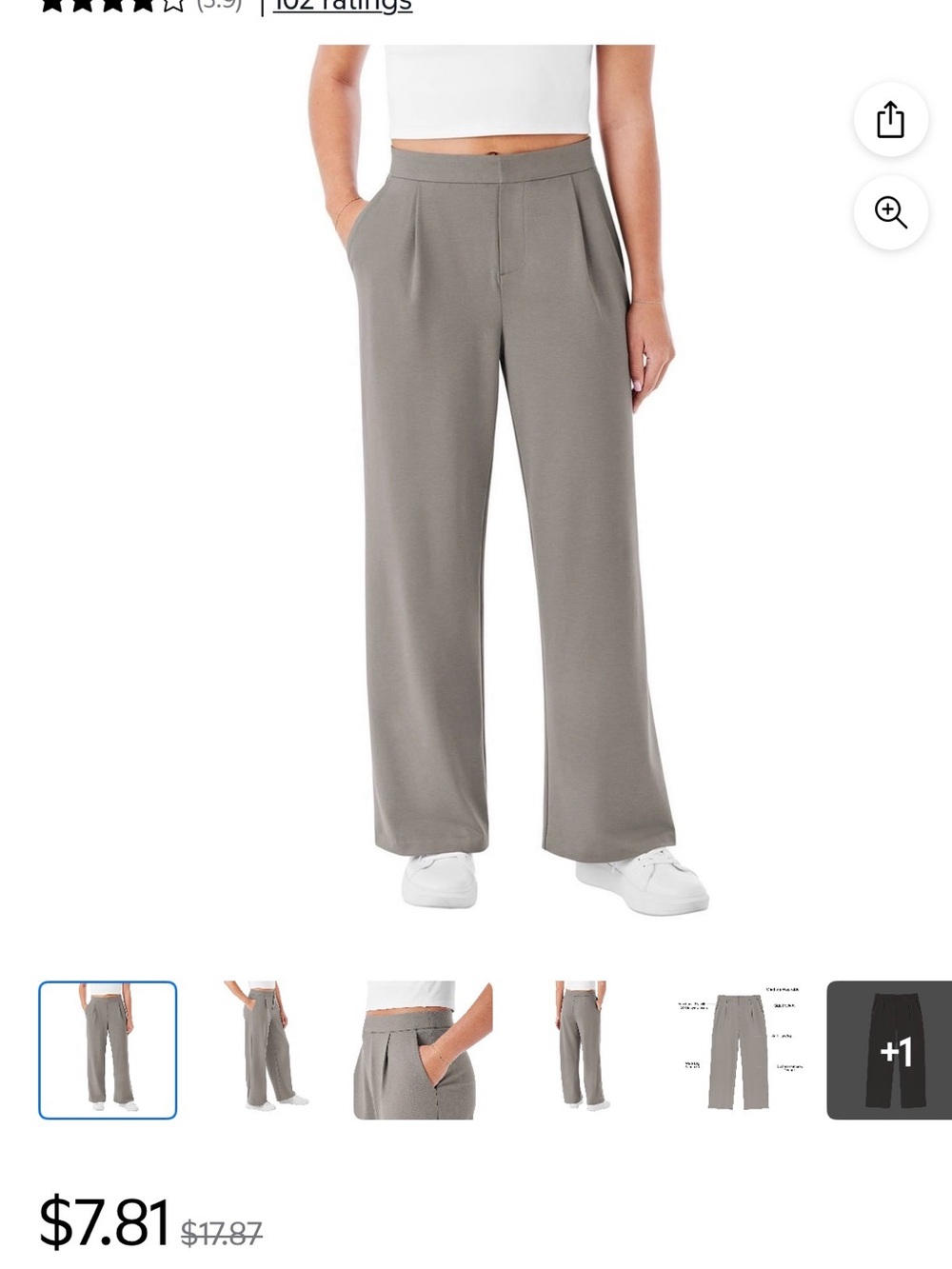 Relaxed Wide-Leg Pull-On Pants in Gray